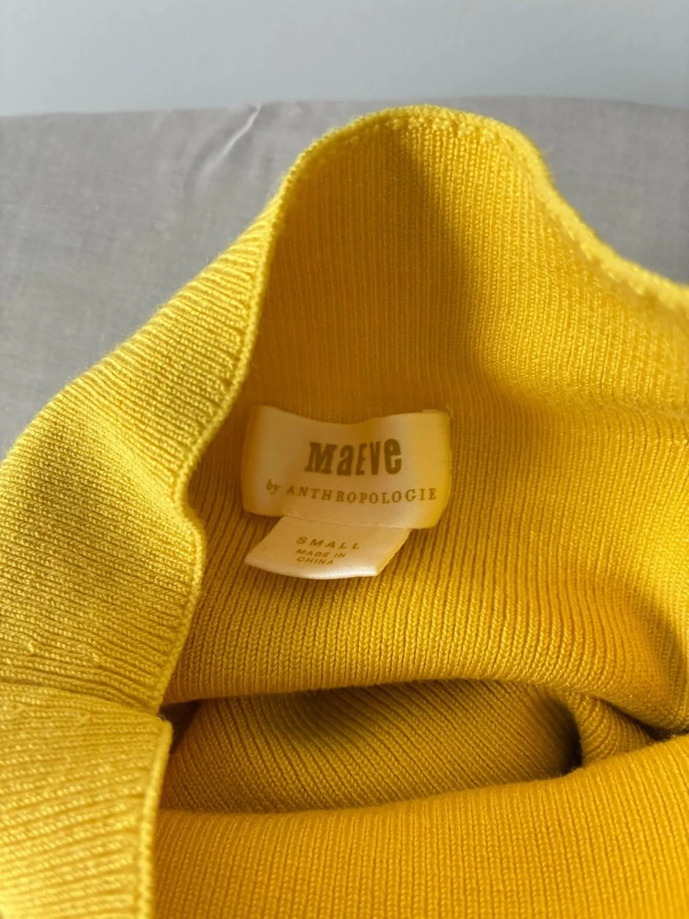 Maeve Anthropologie Women's Arlowe Bell-Sleeve Yellow Mock-Neck Sweater